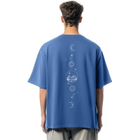 Nobero Men Cotton Graphic Printed Oversized Fit T-Shirt (1M-Twrt-C0832-Mn_Marine,Blue)