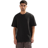 Nobero Men's Self Design Oversized Fit T-Shirt (1M-Twts-R0102_Black
