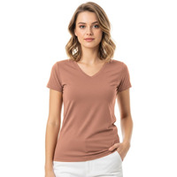 Juneberry Women Solid V Neck Pure Cotton T-Shirt