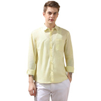 Dennis Lingo Men Regular Fit Yellow Full Sleeves Cotton Casual Shirt