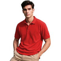 Nobero Men Cotton Solid Regular Fit Polo Shirt (1M-Twpo-R0002-Bl_Poppy Red, Large