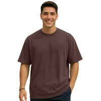 Nobero Men's Solid Oversized Fit T-Shirt (1M-Twts-R0039_Chocolate Fondant