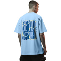 Nobero Men's Typography Oversized Fit T-Shirt (1M-Twrt-C1005-Bs_Be You-Powder Blue