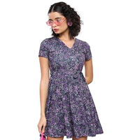 Ketch Women's Polyester Blend Wrap Mini Dress (Khj6000531_Black Multi