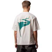 Nobero Men's Graphic Print Oversized Fit T-Shirt (1M-Twrt-C1018-Bl_Flag-White