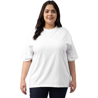 Juneberry 100% Pure Cotton Oversized Baggy Fit Core Solid Half Sleeve Plus Size T-Shirt For Women & Girls (Ps_Jb_White_3Xl)