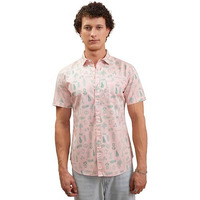 Ketch Men Half Sleeve Semi Fit Khsh001799 Pink S