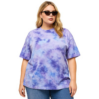 Juneberry Cotton Blend Tie & Dye Round Neck Half Sleeve Plus Size Printed T-Shirt For Women & Girls(Ps_Jb_Td_Lc_3Xl)
