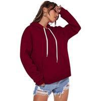 Juneberry Cotton Fleece Maroon Hooded Sweatshirt For Women/Girls