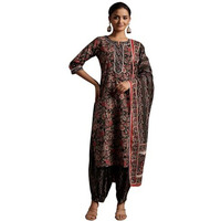 Libas Women's Pure Cotton Printed Kurta Sets (36605_Black