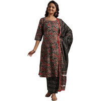 Libas Womens Printed Cotton Straight Kurta With Palazzos And Dupatta