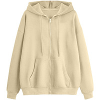 Juneberry Cotton Polly Fleece Regular Fit Beige Solid Hoodie For Women (Jjk0423Bgpl34_Xxl)