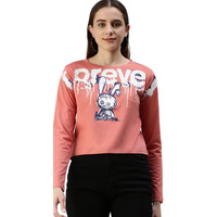 Juneberry Pure Cotton Soap Nut Graphic Forever Printed Full Sleeve Round Neck Crop-Top For Women