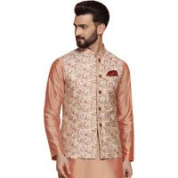Kisah Nehru Jacket For Men  Printed Cotton Blend Modi Jacket | Ethnic & Formal Waist Coat For Weddings, Parties & Office Wear