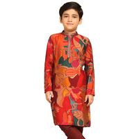 Kisah Boys Kurta | Cotton Blend Printed Ethnic Wear For Kids Wedding And Occasions-Kk-1026-5-6 Years Multicolour