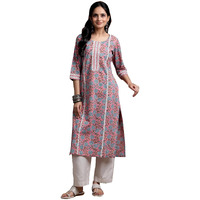 Libas Women's Cotton Printed Straight Kurta (29060R Pink