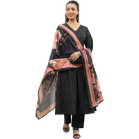 Libas Women's Silk Blend Kurta Set (400283I_Black_M)