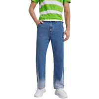 Kotty Men's Striped Bunting Blue Button Straight Fit Jeans (Blue,M)-Kottymensjeans112M