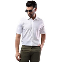 Kotty Mens Half Sleeve Solid Lightweight Polycotton Classic Fit Shirt(White,S)