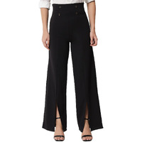 Kotty Women Regular Length Jade Black Solid Trousers(Jade Black,26)