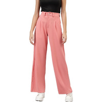 Kotty Womens Polyester Blend Straight Fit Trousers Baby Pink