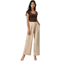 Kotty Regular Fit Women Solid Trousers Tan Beige