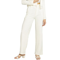 Kotty Womens High Rise Regular Fit Viscose Rayon Solid Trousers Snow White