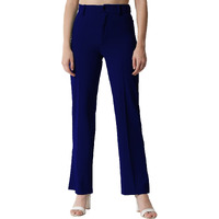 Kotty Women Solid Polyester Blend Dark Sapphire Blue Trouser (Dark Sapphire Blue,26)