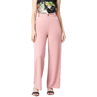 Kotty Women's High Rise Cotton Blend Relaxed Fit Trousers Peach Pink