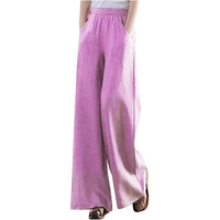 Kotty Women's Crumble Fabric Wide Leg Trousers(Pink,28)_Kottywomenspant739M