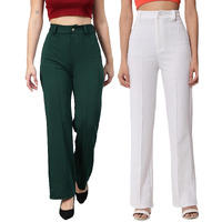 Kotty Pack Of 2 Women Regular Fit Multicolor Viscose Rayon Trousers