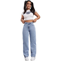 Kotty Womens Straight Button Solid Baggy Jeans(Blue,Xxl)_Kttladiesjeans2888Xxl