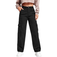 Kotty Womens Cargo Baggy Soild Regular Fit Jeans(Black,Xl)_Kttladiesjeans2512Xl