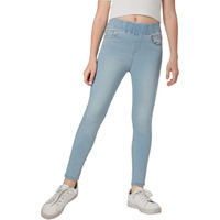 Kotty Girls Regular Fit Solid Jeans Sky Blue