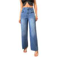 Kotty Women's Straight Fit High-Rise Low Distress Light Fade Stretchable Jeans(Blue,26)