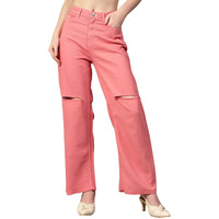 Kotty Women's High-Rise Light Fade Stretchable Jeans(Red,32)