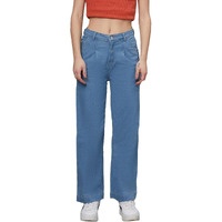 Kotty Women's High Rise Cotton Lycra Blend Ankle Length Relaxed Fit Jeans