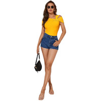 Kotty Women's Solid Citron Casual Top(Yellow,S)-Ktttop704S