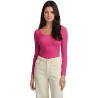 Kotty Women's Slim Fit Long Sleeve Ribbed T-Shirt(Pink_Xl)