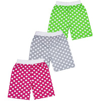 Kyda Kids 100% Cotton Girls Shorts - Regular Fit Dotted Printed Trousers For Girls, Pack Of 3(Mickey-C2-8-9Y,Multicolor)