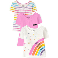 Kyda Kids Antibacterial Girl's Cotton Printed Tshirt(Kk-Cassio-1-Pink-9-10Yrs,Multicolor)(Pack Of 3)