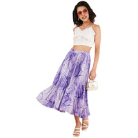 Kzully | Exquisite Marble Elegance A-Line Printed Midi Skirt For Women Purple