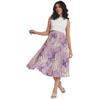 Kzully | Marble Elegance A Woman's A-Line Midi Printed Skirt Masterpiece Purple