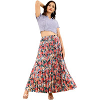 Kzully Crepe Western Women's Skirts Blue-Rose