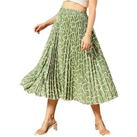 Kzully Crepe Western Skirt Light Green