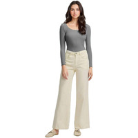 Kotty Women's Solid Long Sleeve Slim Fit Frost Grey Top(Grey,L)-Ktttop557L