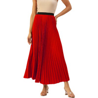 Kzully | Flowing Grace Women's Satin Accordian Pleat Maxi Flared Skirt