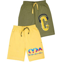 Kyda Kids Unisex Cotton Printed Regular Fit Shorts - Multicolor(Pack Of 2)