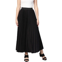 Kzully | Graceful Flow Women's Accordian Pleat Maxi Flared Skirt Black 3Xl