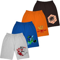 Kyda Kids Boys Cotton Printed Regular Fit Shorts - Pack Of 4(K-B-Shorts-3Mcc-C1-11-12Y,Multicolor)